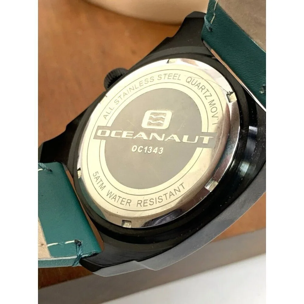 Oceanaut Men's Watch OC1343 Barletta Silver Dial Date Leather Band 44mm